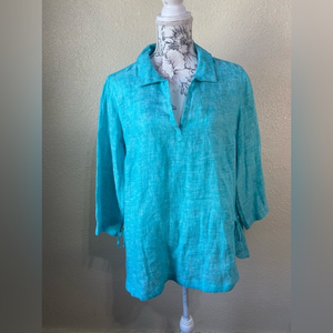 Isaac Mizrahi‎ V neck tunic with side ties and 3/4 sleeves